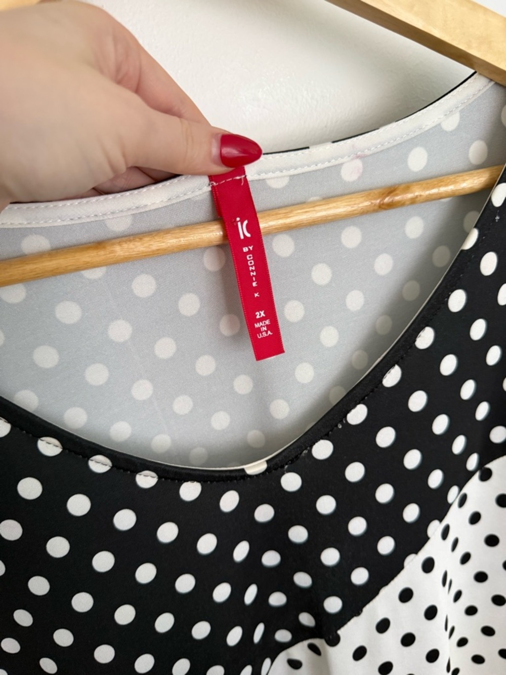 IC by Connie K - Polka Dot Swing Dress - Black & White Colorblock - Picture 4 of 12